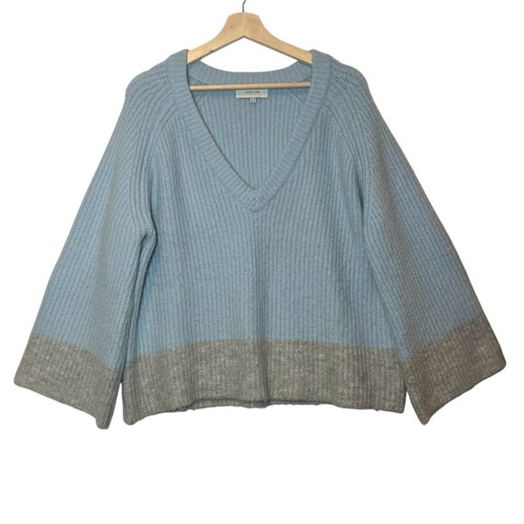 Anthropologie LOST INK Women Sweater Size 6 Oversized Light Blue Gray V Neck - Picture 4 of 13